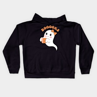 Booooks Ghost Funny Book Reading Halloween Cute Teacher women Kids Hoodie